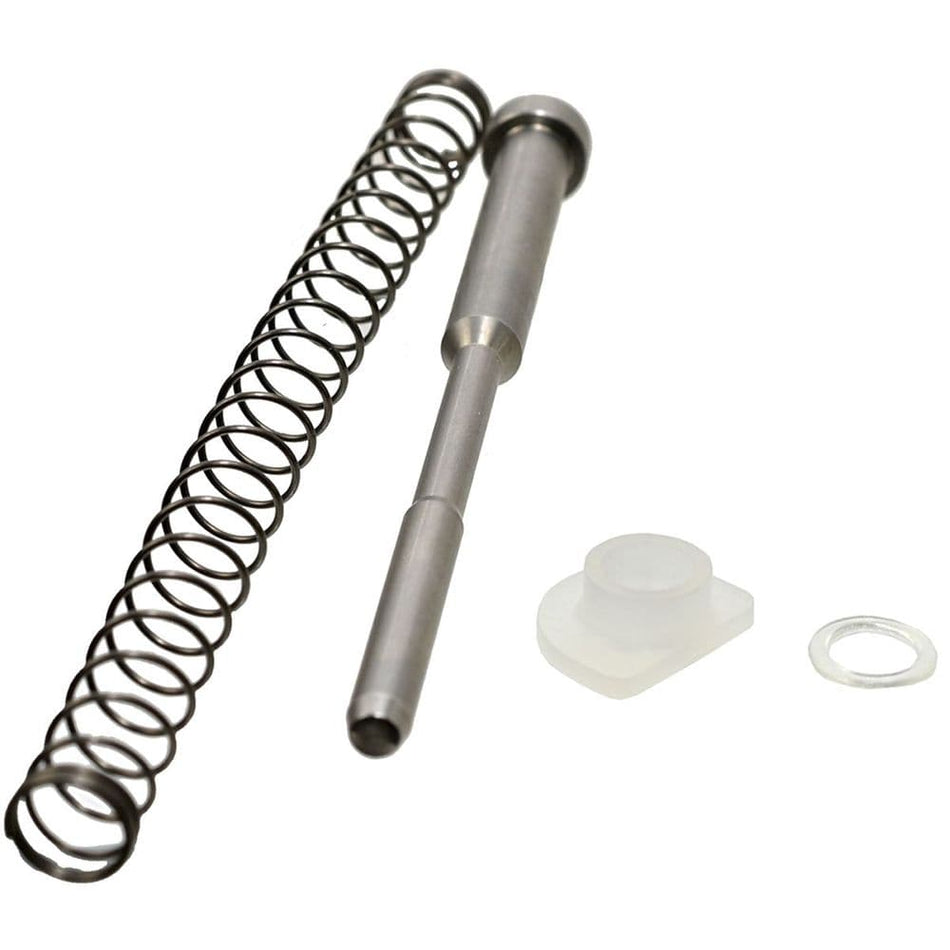Airsoft recoil spring guide for consistent blowback performance