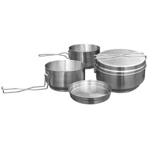 Compact cookware set for cooking over campfires or stoves