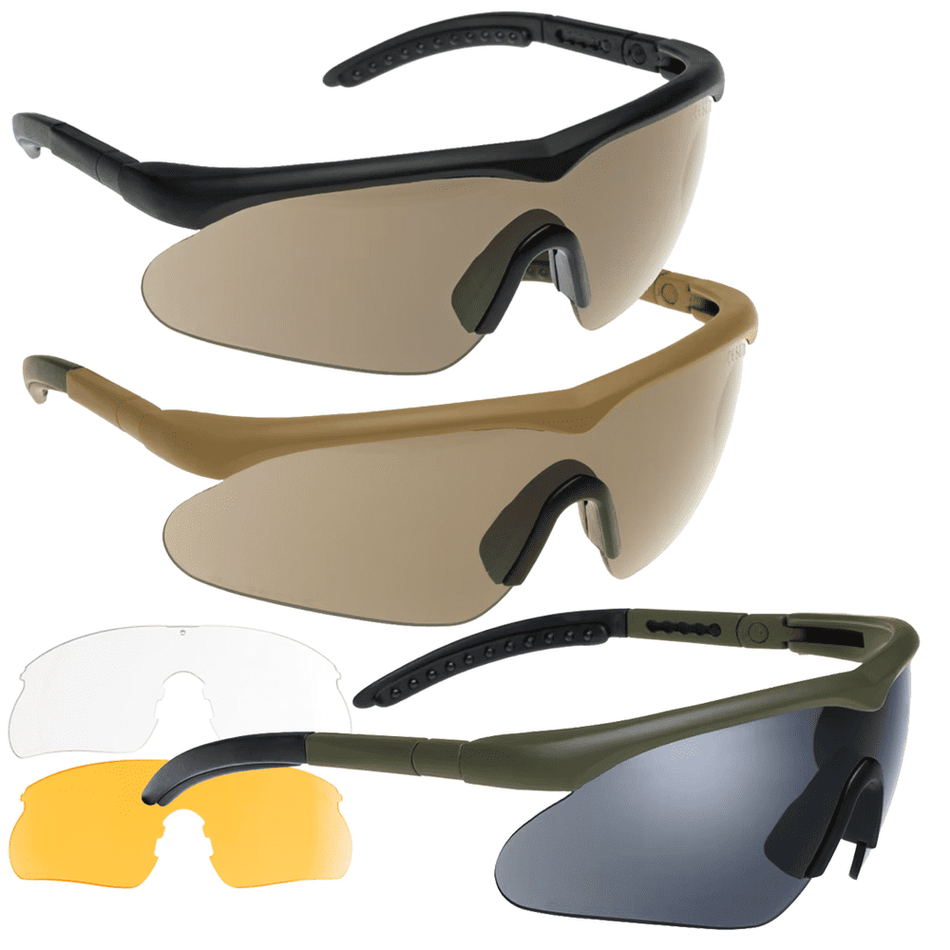 Safety glasses for airsoft with clear impact-resistant lenses