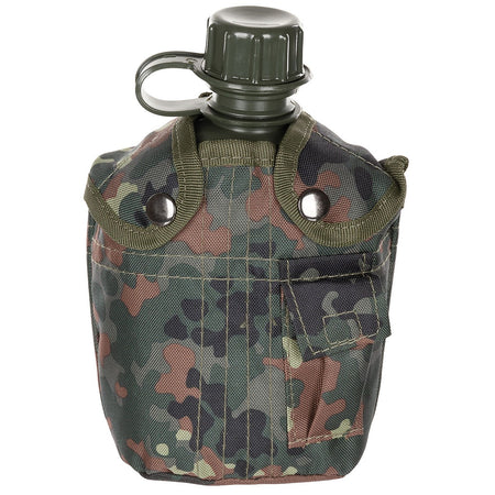 MFH Army Style Water Bottle Canteen 1ltr Flecktarn Camo
