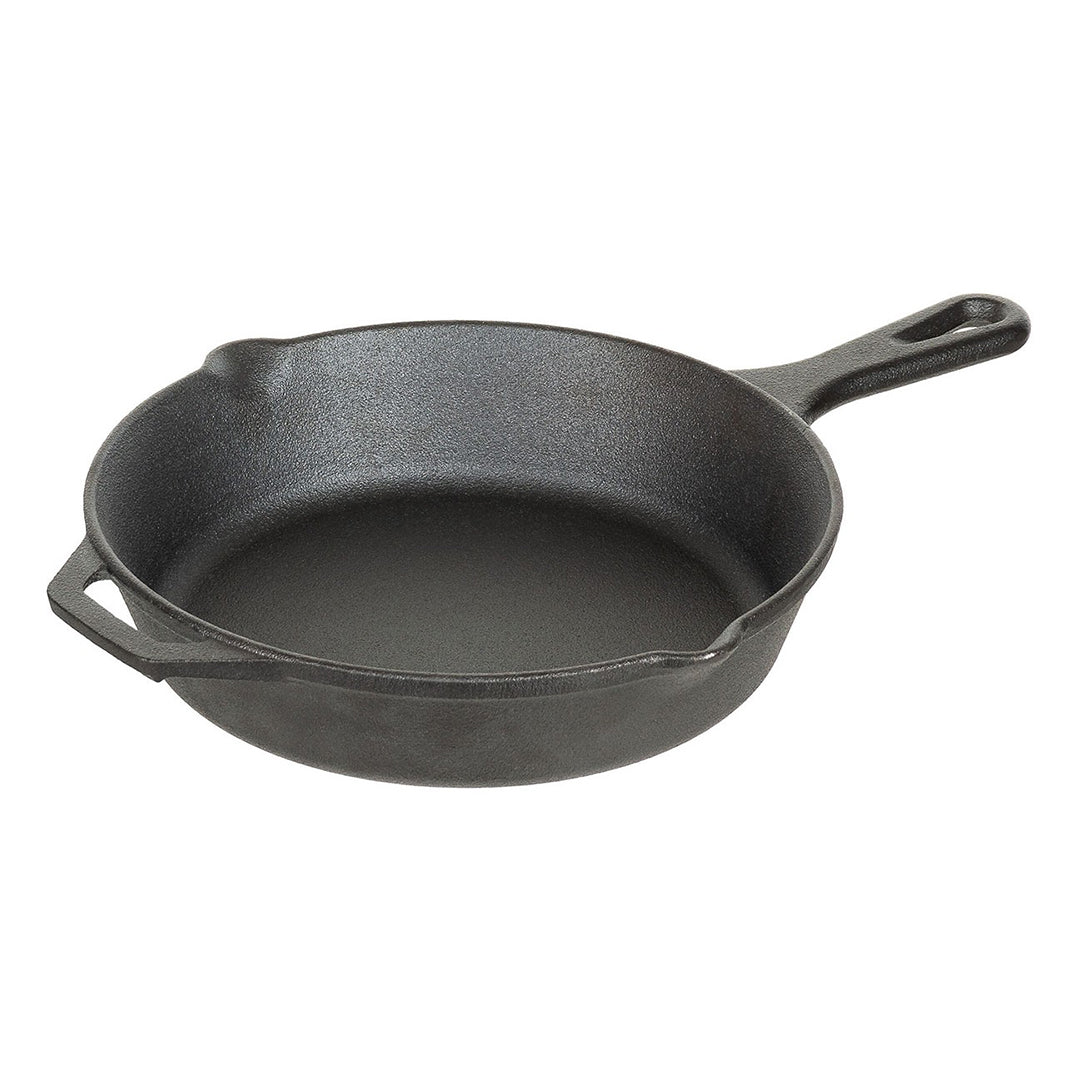 Fox Outdoors Cast Iron Frying Pan with Handle 26cm Dia Black 