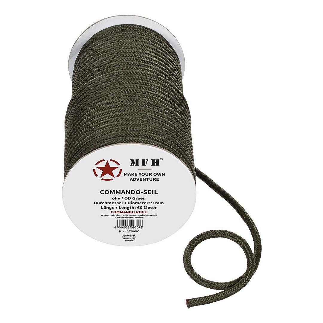 MFH Commando Shelter Paracord Rope 9mm Dia 60m L OD Green
