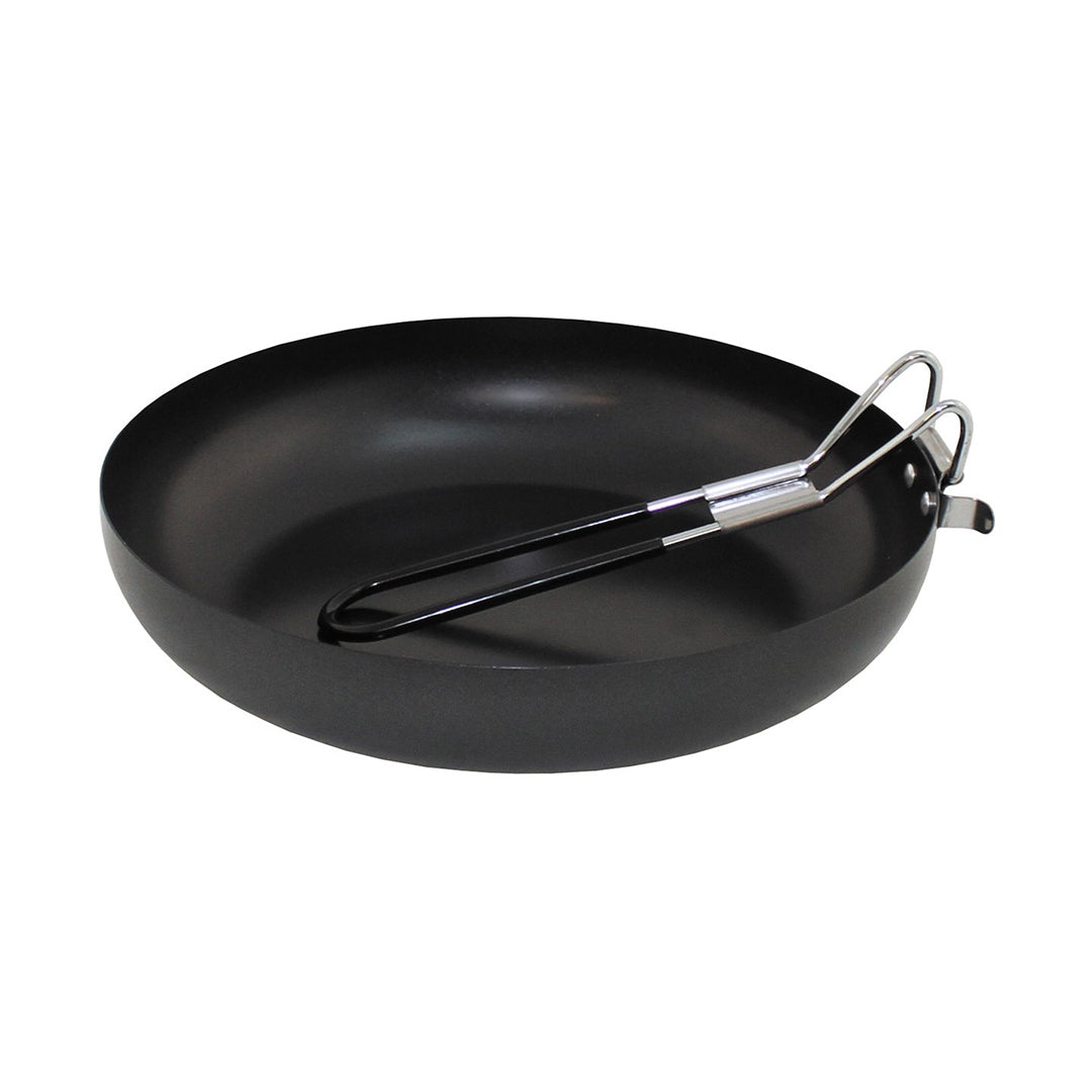 FOX Outdoor Camping Frying Pan with Foldable Handle Small Black Silver