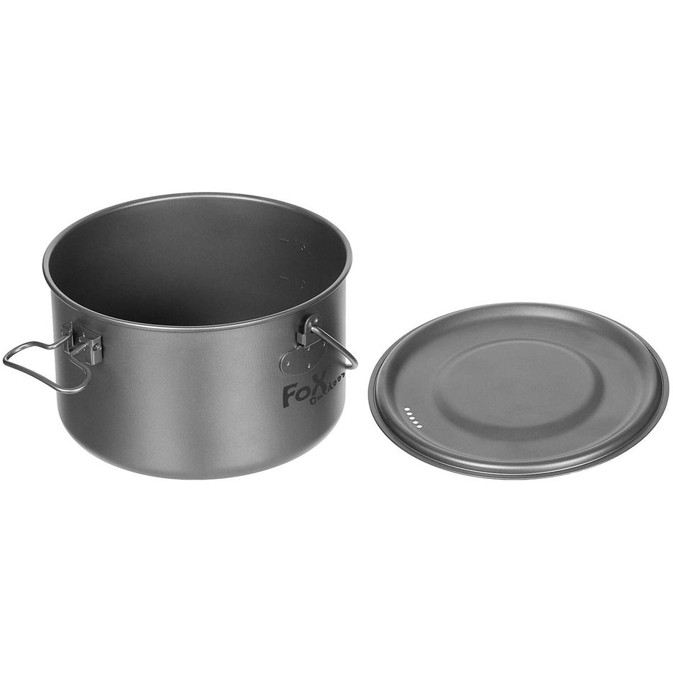 Fox Outdoors Titanium Cooking Pot Large Folding Handles 1.95 Ltr