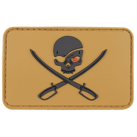 MFH Rubber Patch Skull with Swords Hook & Loop 8X5cm