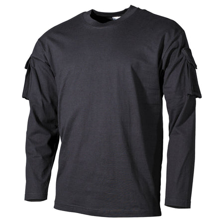 MFH Tactical T-Shirt Long Sleeved With Arm ID Panels Black