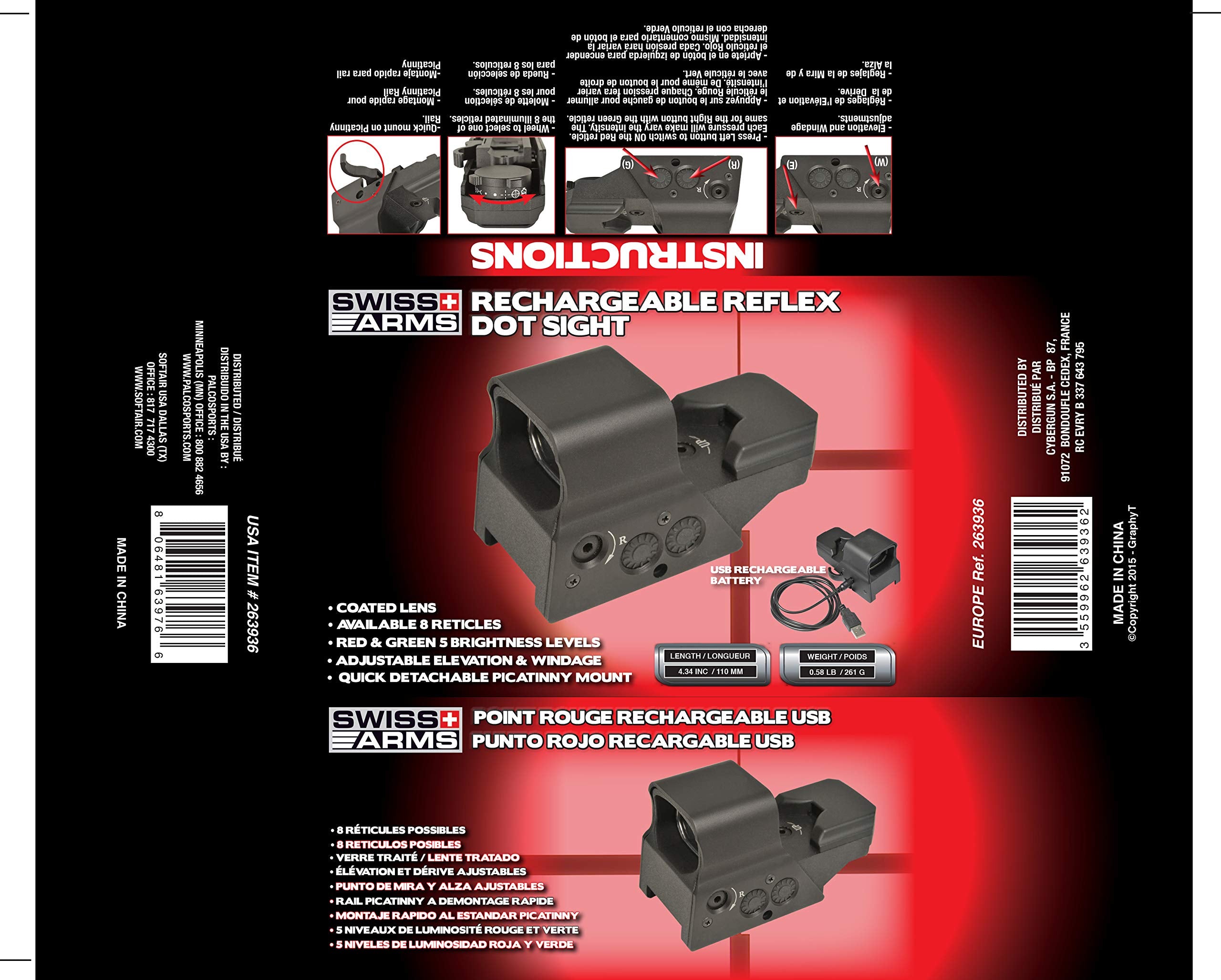 Swiss Arms Rechargeable Reflex Dot Sight Green / Red