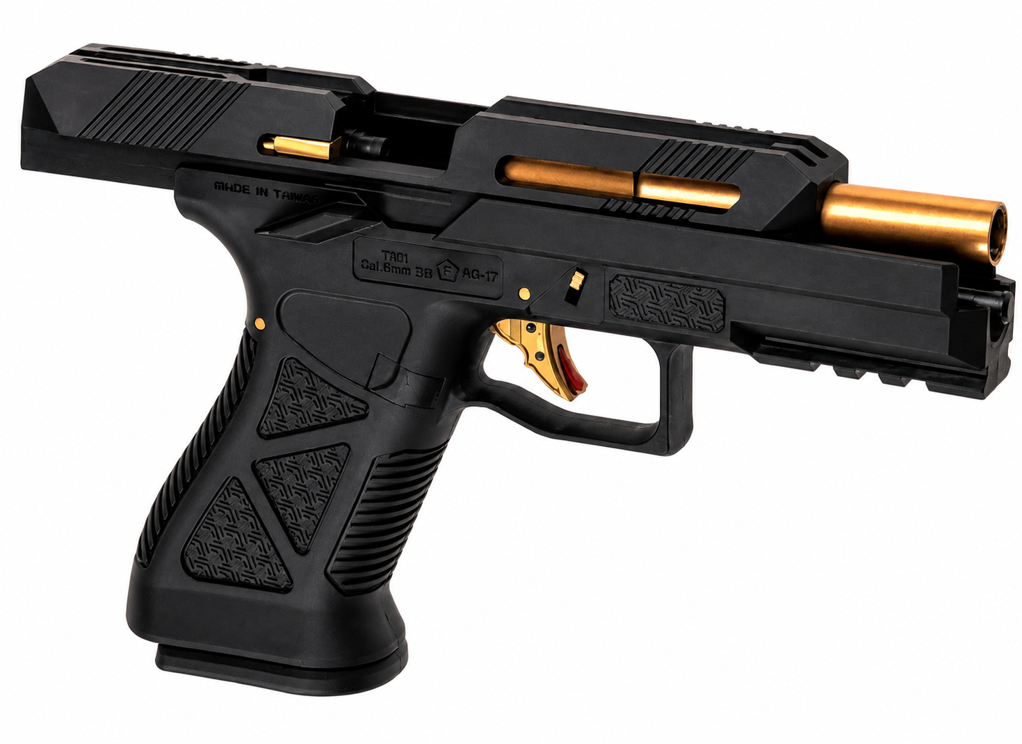HFC AG-17 Airsoft Pistol Metal Version GBB Black Gold Barrel
