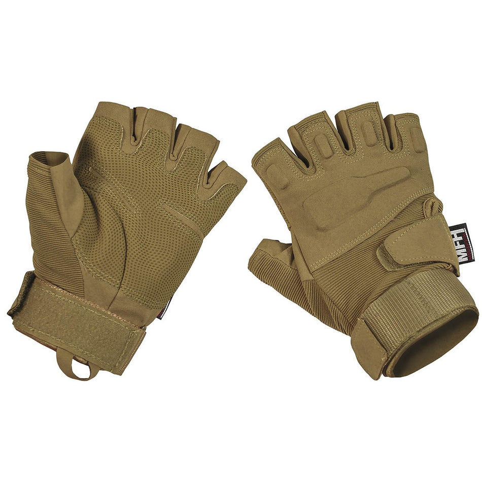 MFH MAX Pro Tactical Fingerless Gloves Coyote Tan