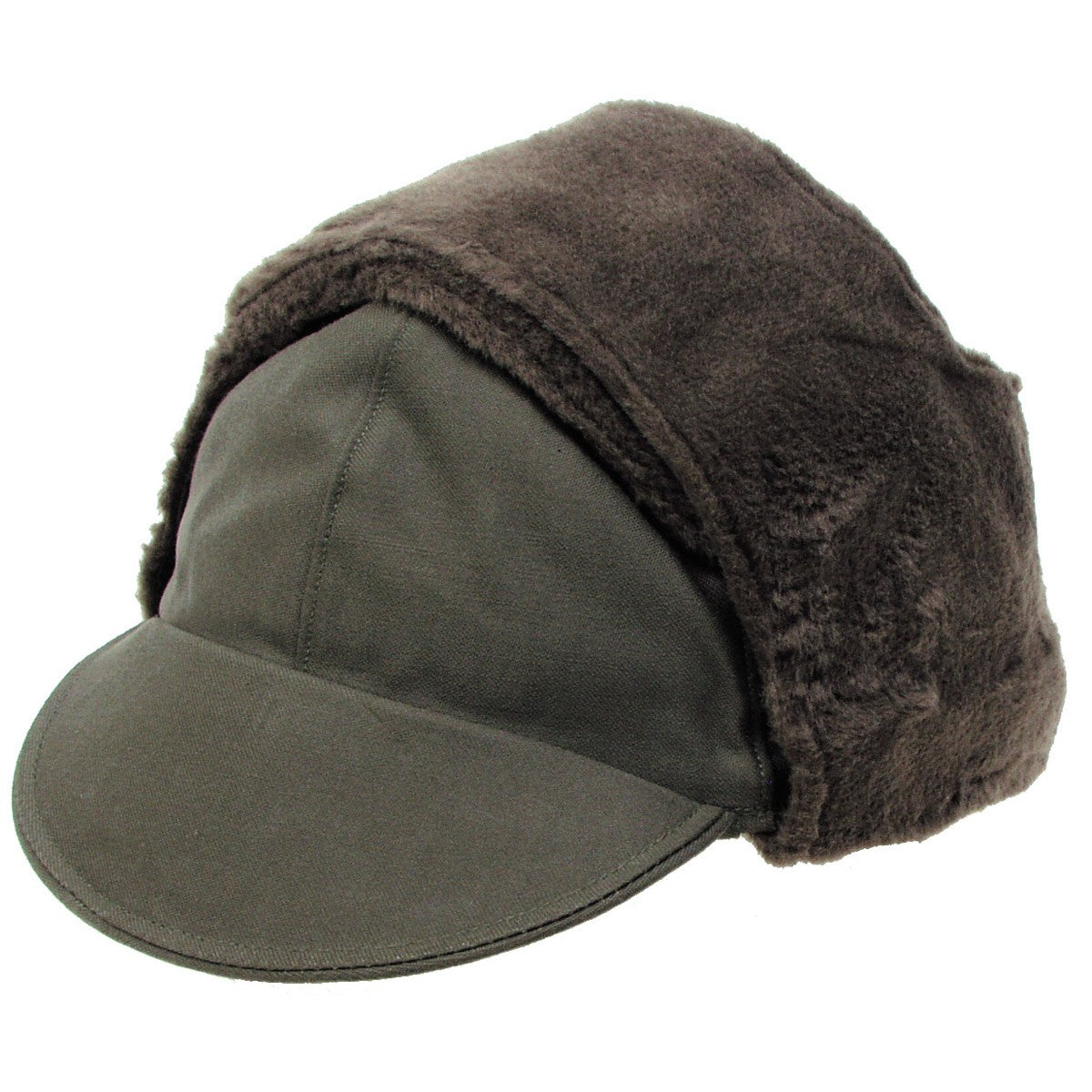 Ex-German Army Surplus Winter Hat Cap Lined Ear Flaps Green