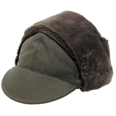 Ex-German Army Surplus Winter Hat Cap Lined Ear Flaps Green