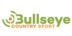 Logo of Bullseye Country Sport with green and orange colors on a white background