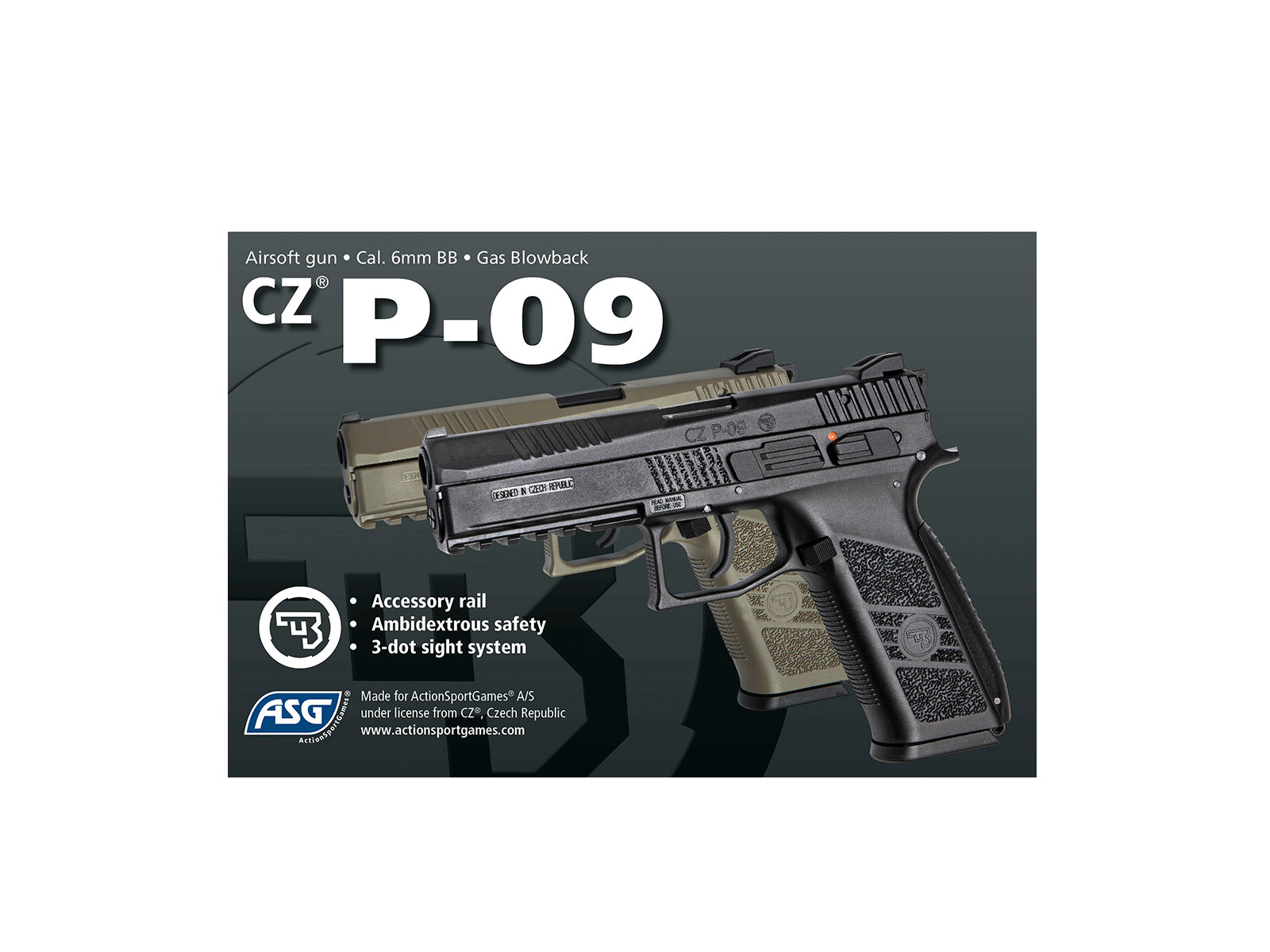 ASG CZ P-09 Airsoft Pistol Black GBB
