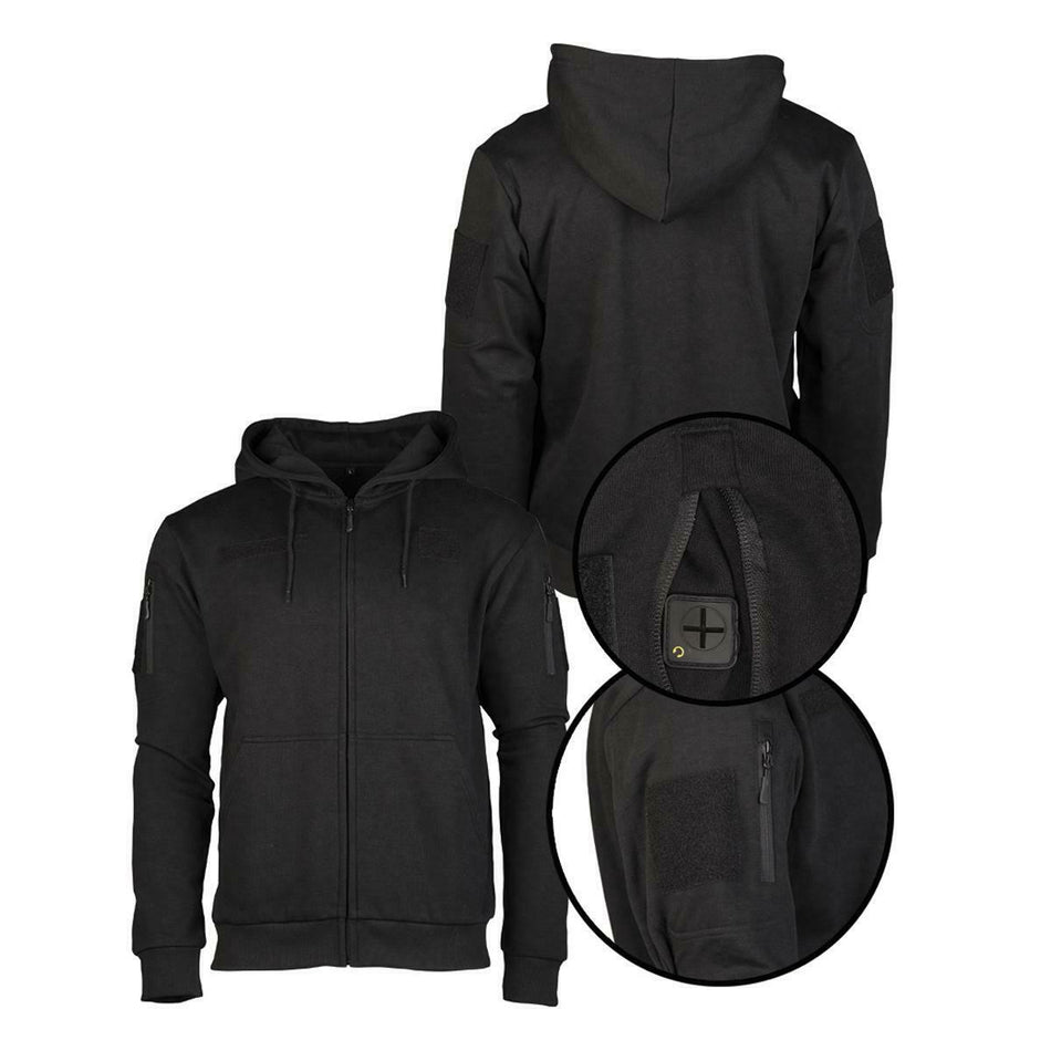 Mil-Tec Mens Hoodie With Zipper Black