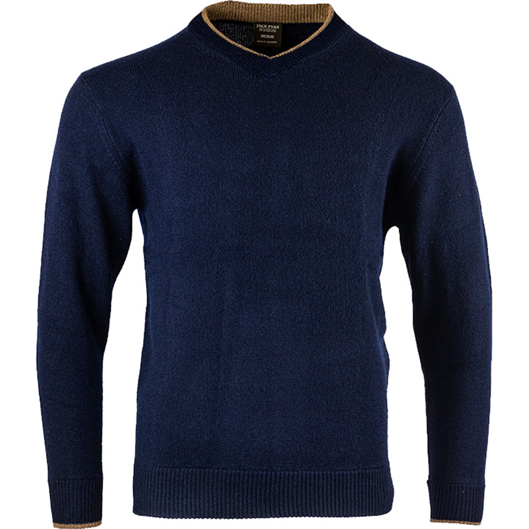 Jack Pyke Mens Ashcombe 100% Lambwool V-Neck Jumper Navy 