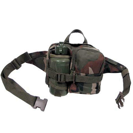 MFH Waist Bag with Water Bottle Canteen Woodland 