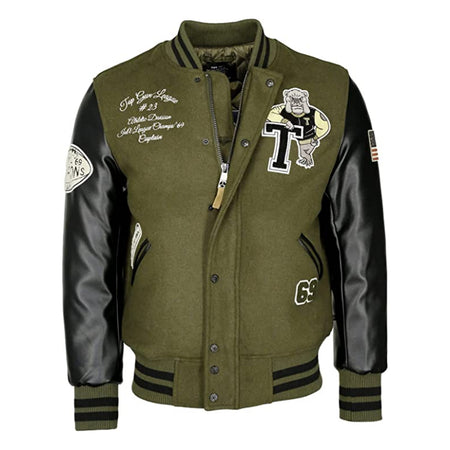 Top Gun ′League′ Baseball Jacket Olive Black