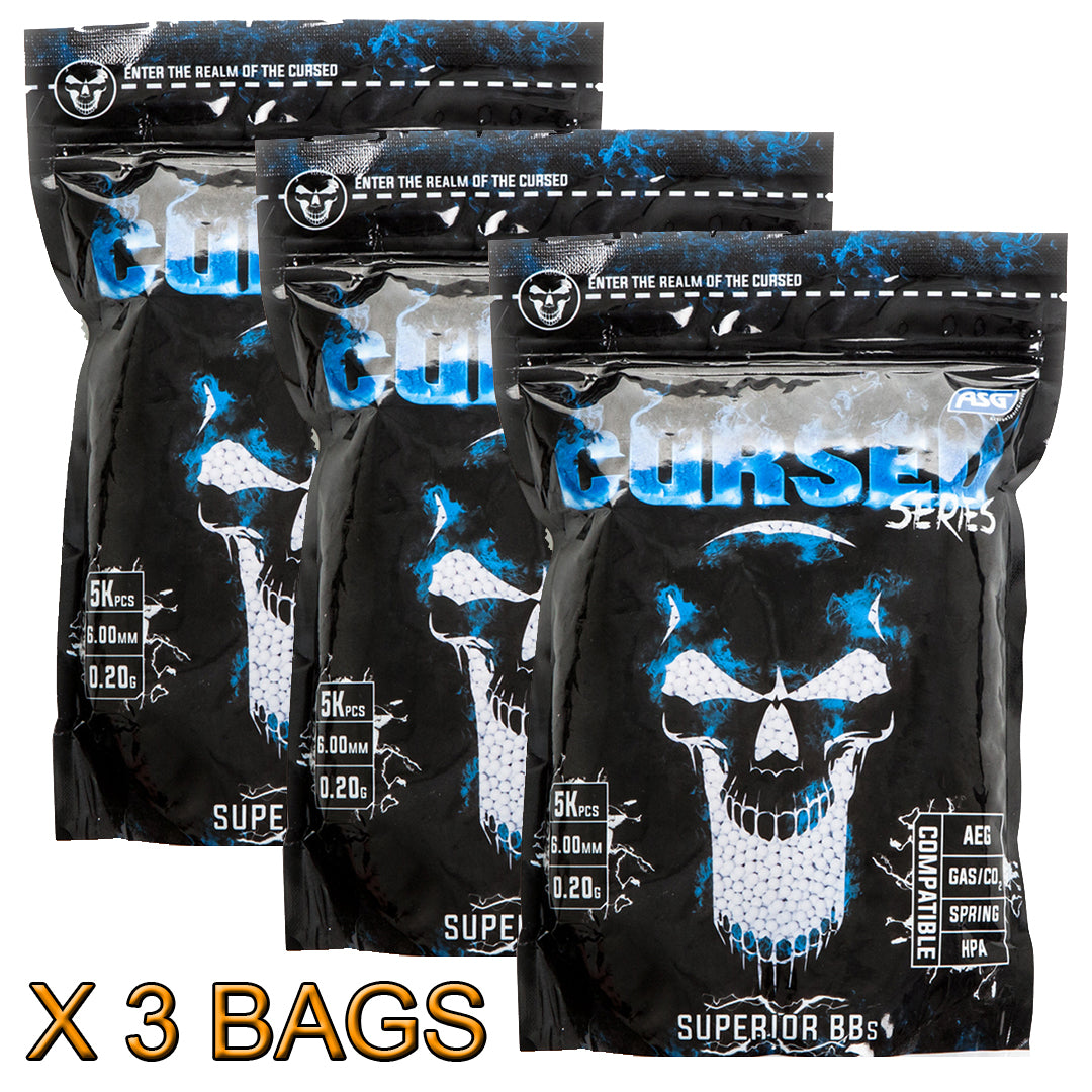 ASG Cursed 0.2g BB’s 1KG Bag x 3 Bags (15,000) BULK 6mm