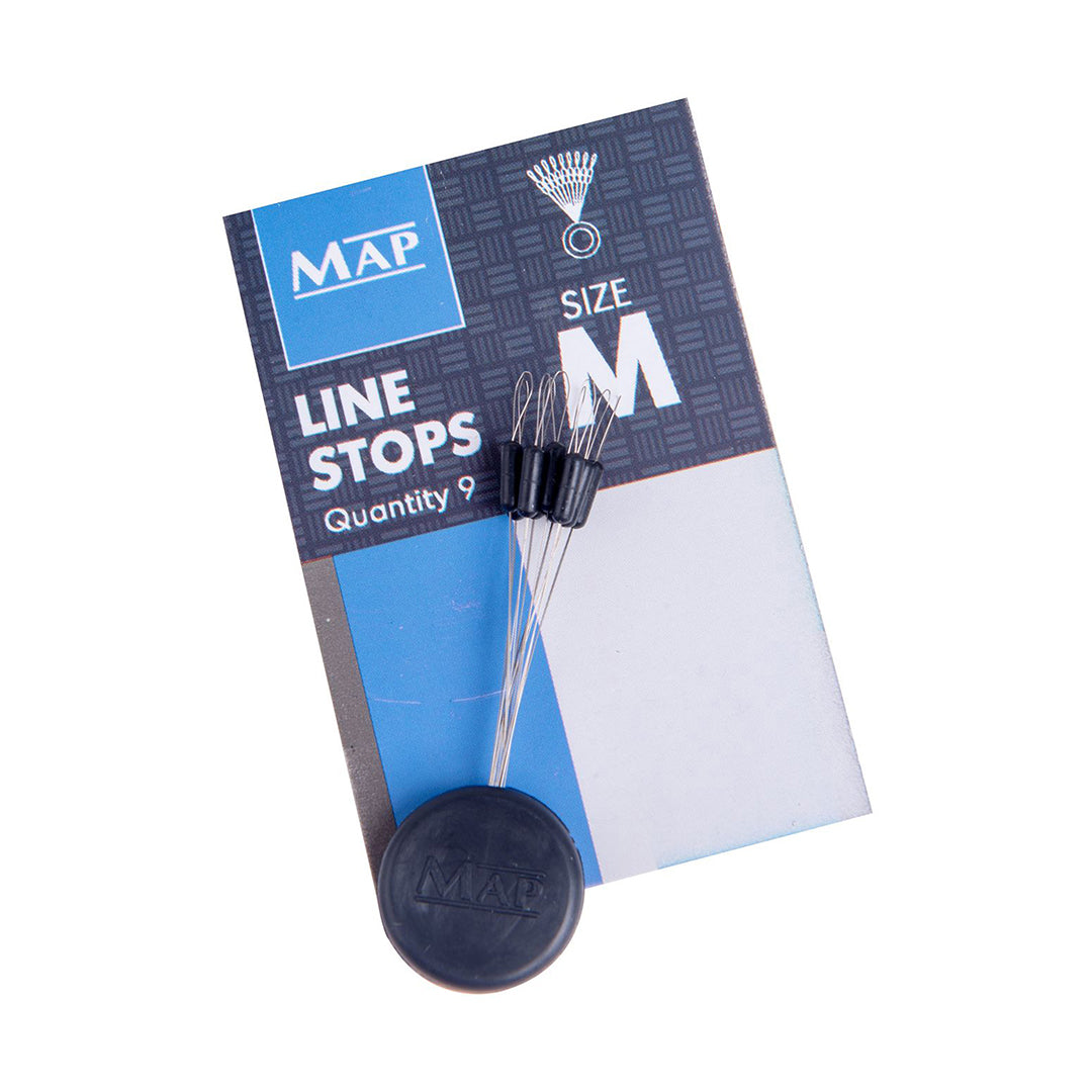 MAP Fishing Terminal Tackle Line Stops Medium 9pk Black