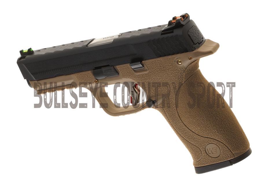 WE WET-05 Airsoft Pistol GBB Tan Frame Black Slide Silver Barrel