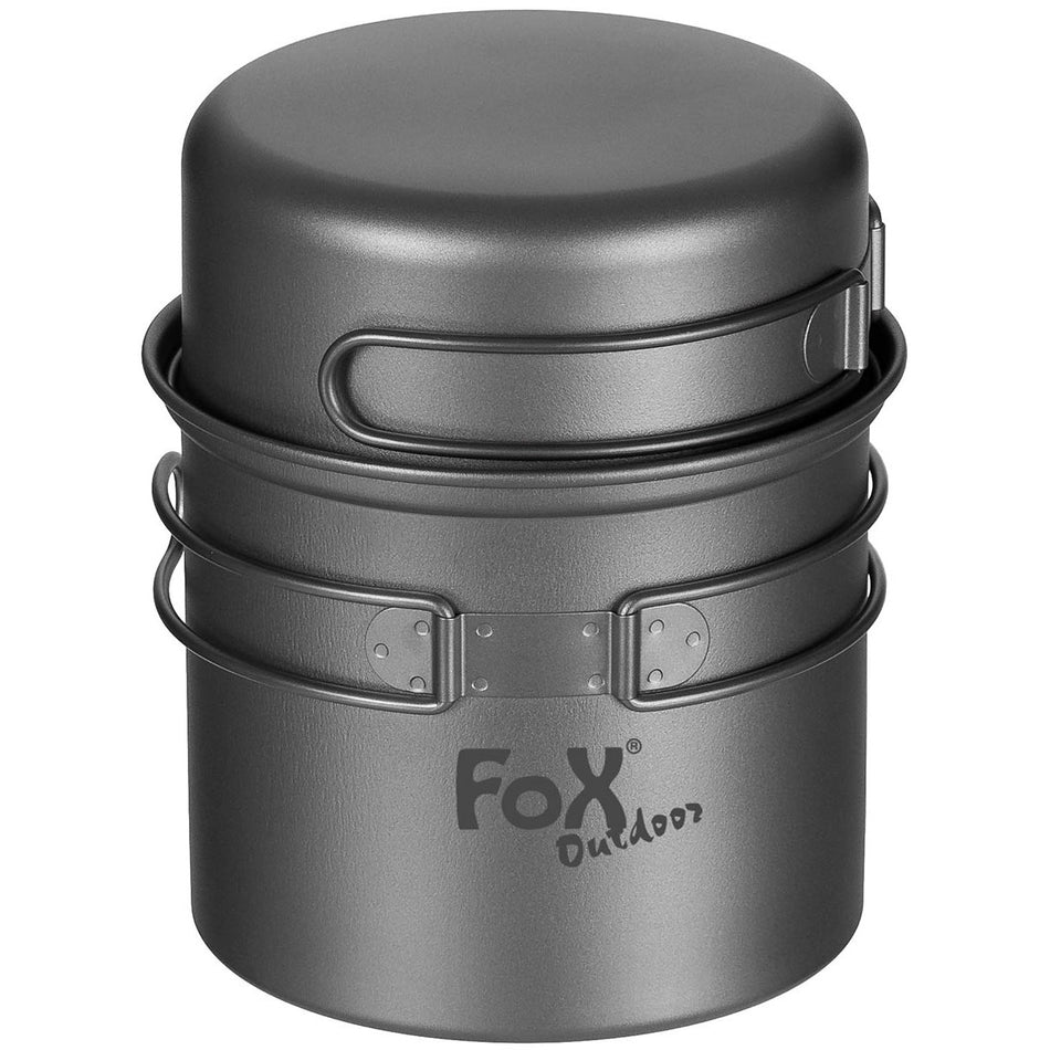 Fox Outdoors Titanium Mess Tin Kit Cooking Pot Pan Set