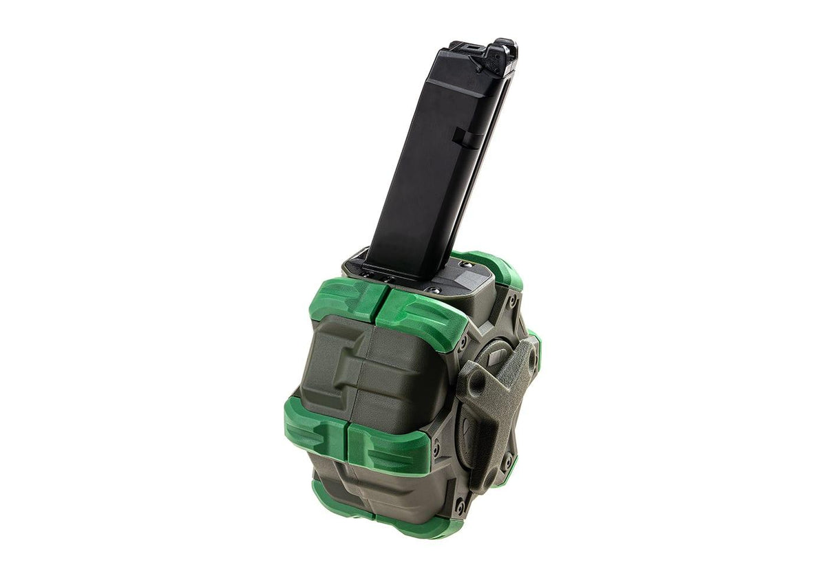 WE Airsoft EU17 / 18  Pistol Drum Magazine Green Gas 350rd 6mm