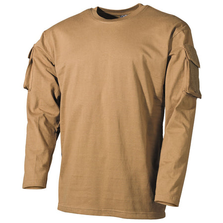 MFH Tactical T-Shirt Long Sleeve With Arm ID Panels Coyote