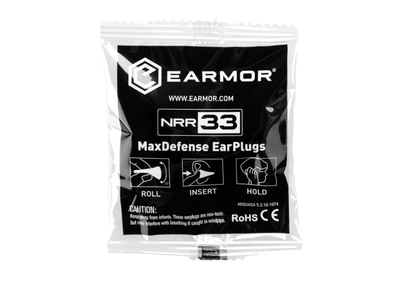 Earmor Max Defense Ear Plugs M01 NRR33 60 Pairs Box