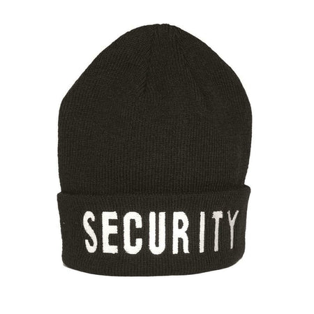 Mil-Tec Black Watch Cap Bob Hat With Security Logo 