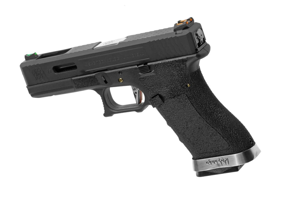 WE G-Force 17 Black Silver Barrel GBB Pistol Green Gas 6mm