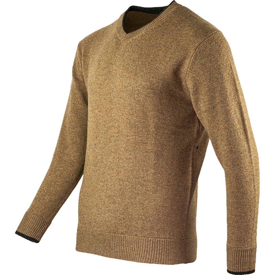 Jack Pyke Mens Ashcombe 100% Lambwool V-Neck Jumper Barley 