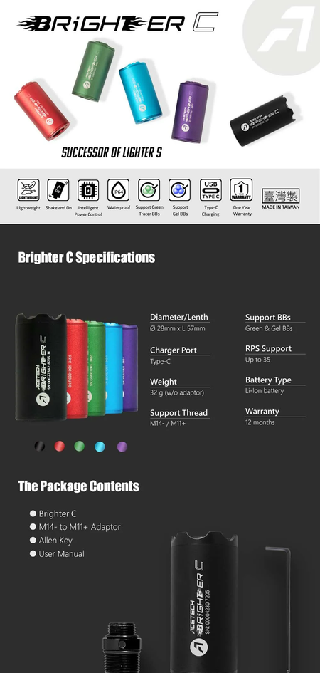 Acetech Airsoft Brighter C Tracer Unit Black