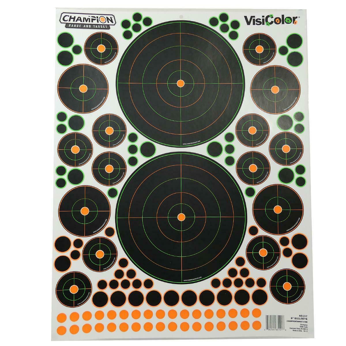 Champion Visicolor Adhesive Reactive Bullseye Shooting Target