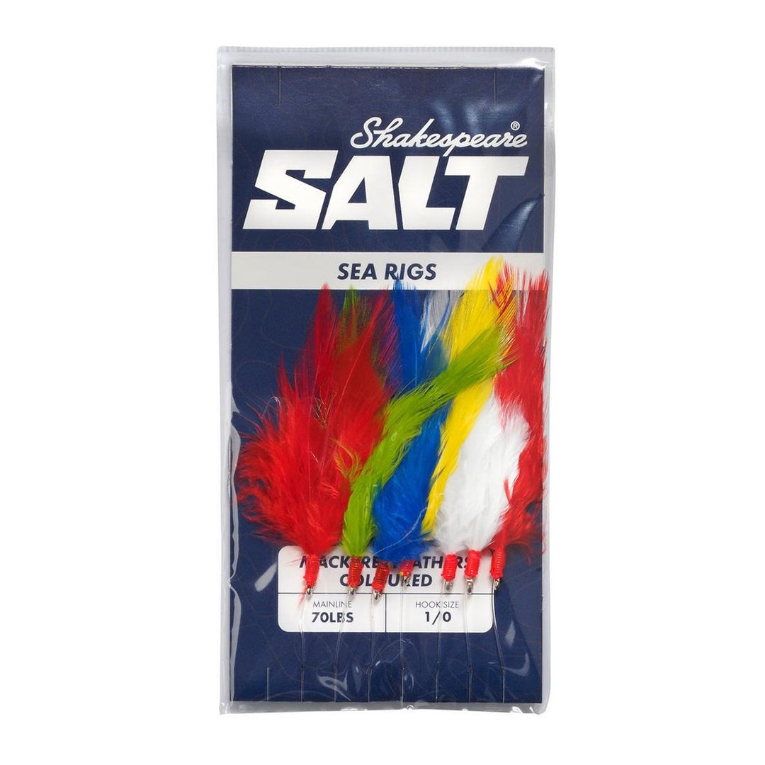 Shakespeare SALT Sea Rig Coloured Mackerel Feathers Fishing Lures