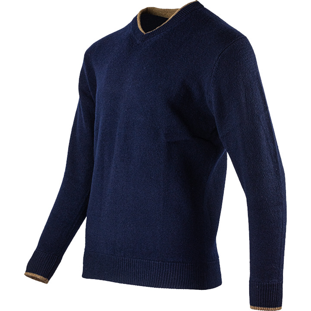 Jack Pyke Mens Ashcombe 100% Lambwool V-Neck Jumper Navy 