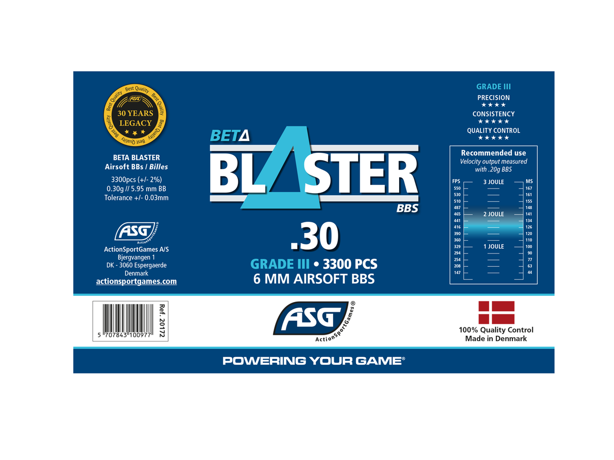 ASG Beta Blaster Grade III Airsoft BBs 0.30g 3300 1 X Bottle
