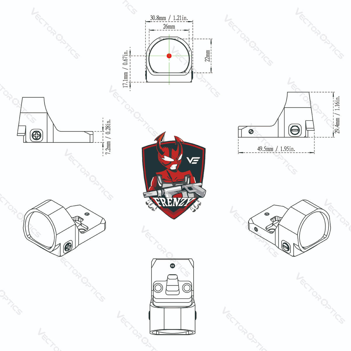 Vector Optics Frenzy 1x22x26 MOS Red Dot Sight