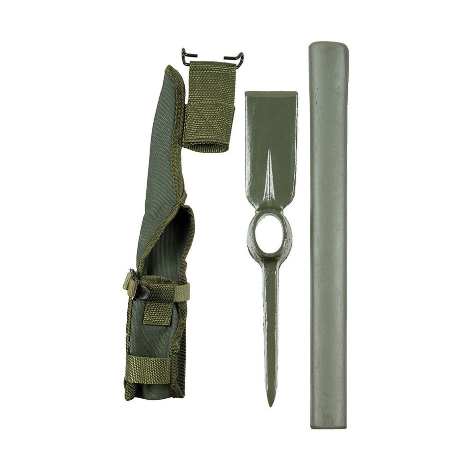 MFH US Army Style Wooden Handle Metal Pickaxe OD Green