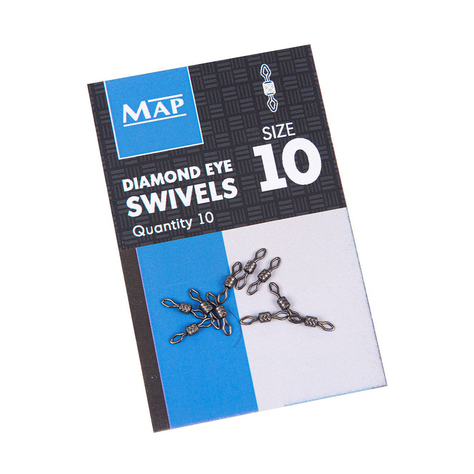 MAP Fishing Terminal Tackle Diamond Eye Swivel Size 10 10pk Grey