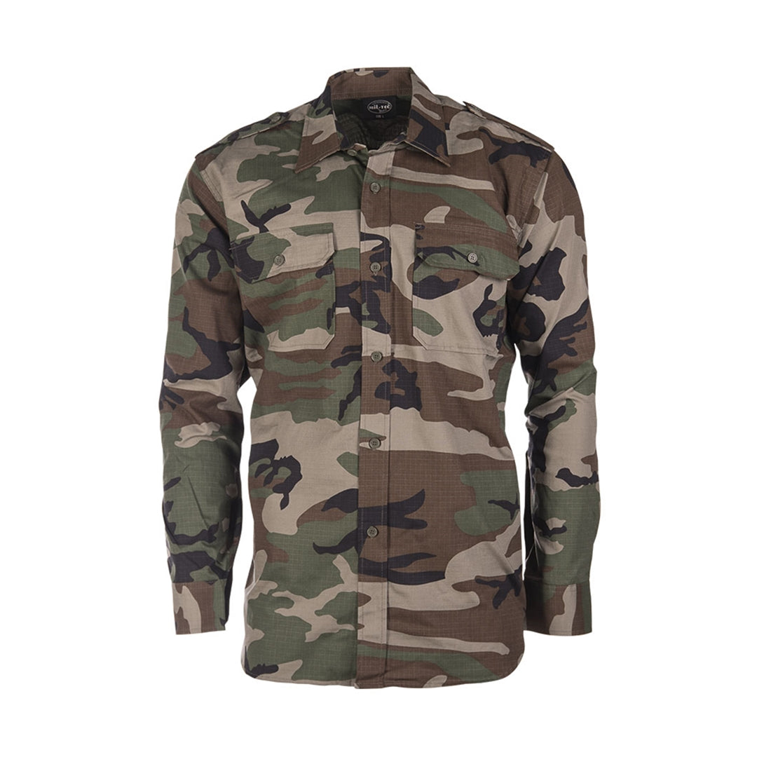 Mil-Tec 100% Cotton Ripstop Field Casual Shirt Woodland