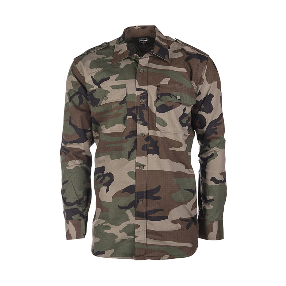 Mil-Tec 100% Cotton Ripstop Field Casual Shirt Woodland