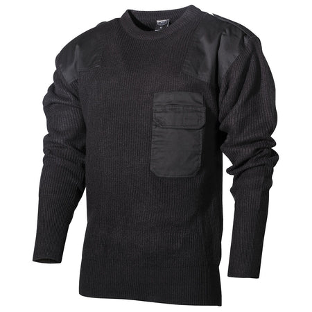 MFH German Army Style Pullover with Chest Pocket Black