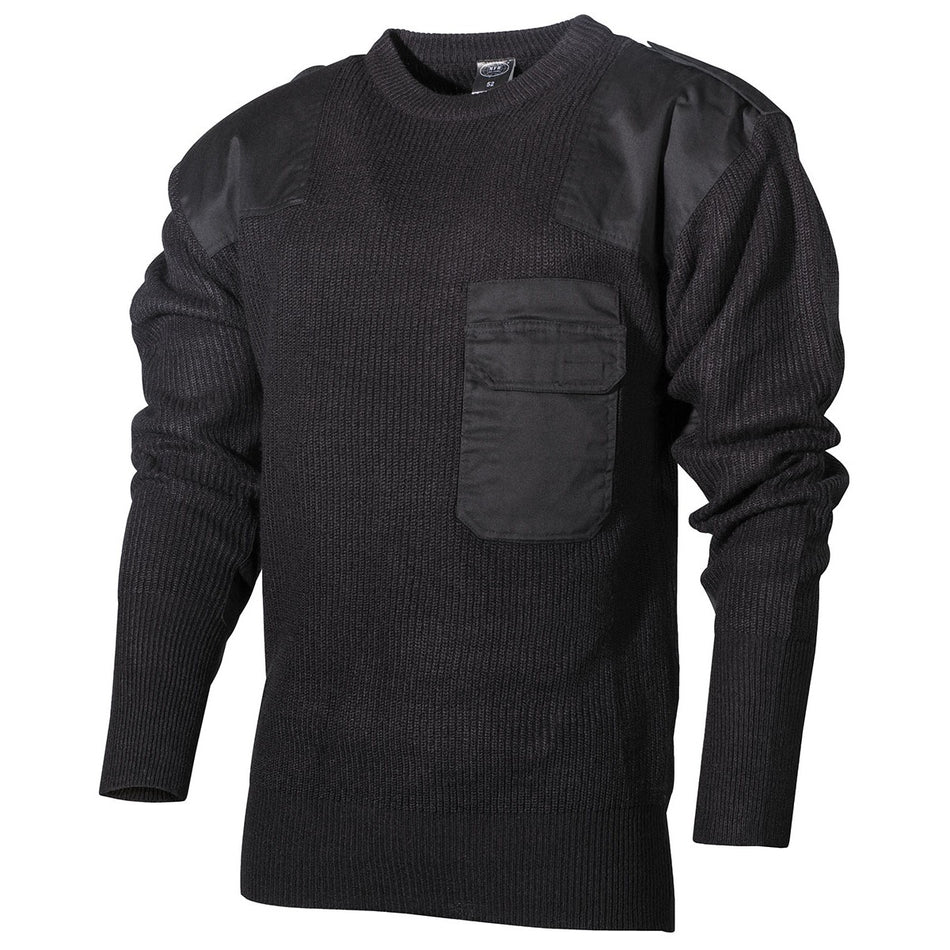 MFH German Army Style Pullover with Chest Pocket Black