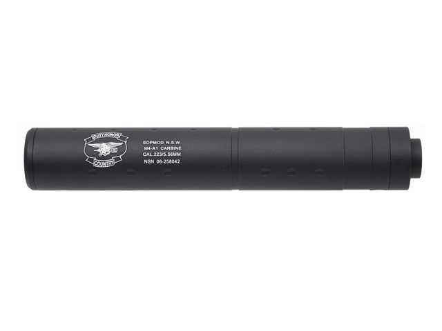 Cobra Airsoft Barrel Extension Silencer Navy Seal Logo 196mm Web Only