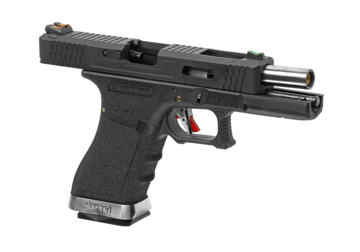 WE G-Force 17 Black Silver Barrel GBB Pistol Green Gas 6mm