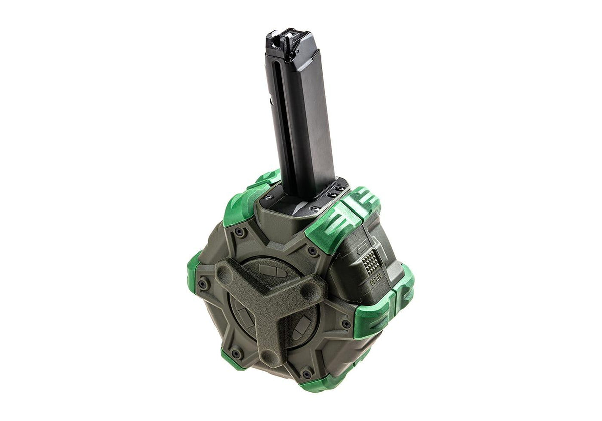 WE Airsoft EU17 / 18  Pistol Drum Magazine Green Gas 350rd 6mm