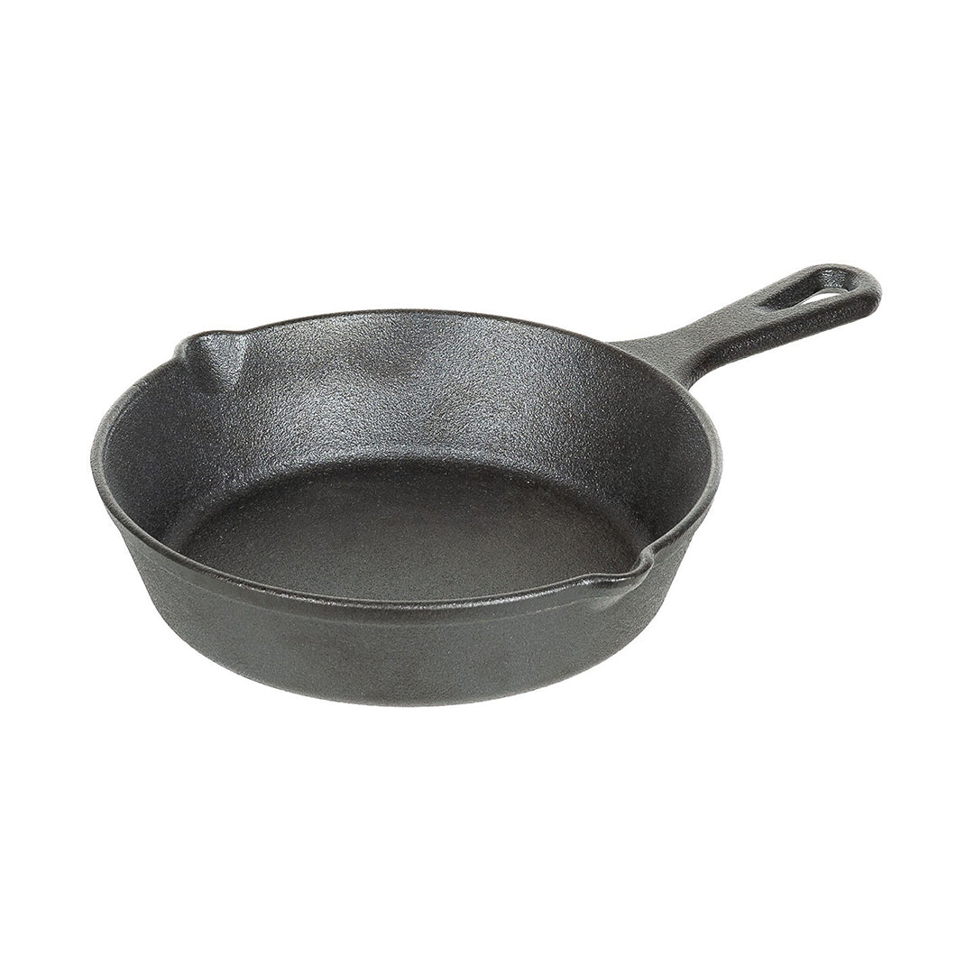 Fox Outdoors Camping Cast Iron Frying Pan with Handle 20cm Dia Black