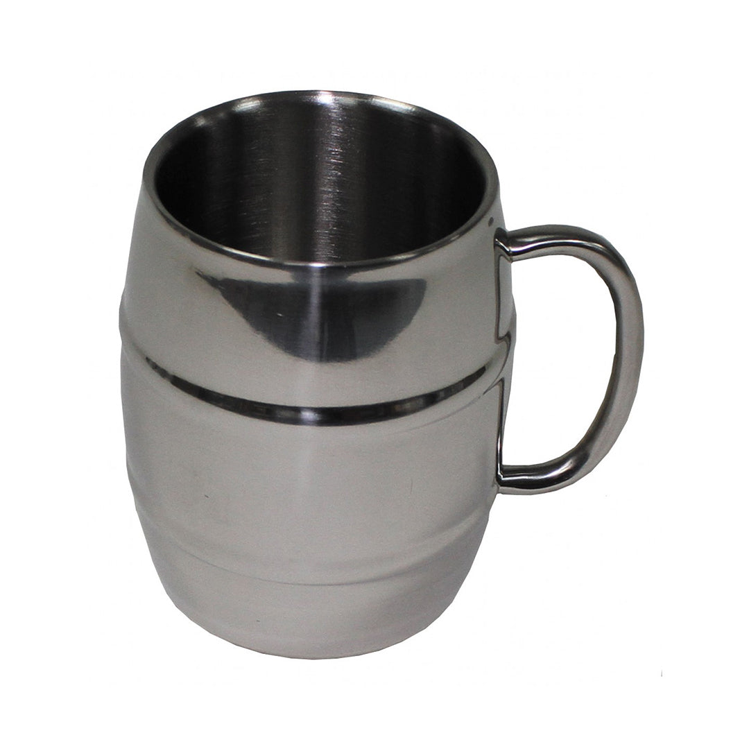 Fox Outdoors Barrel Mug Stainless Steel Double Walled Insulated Silver 450ml 