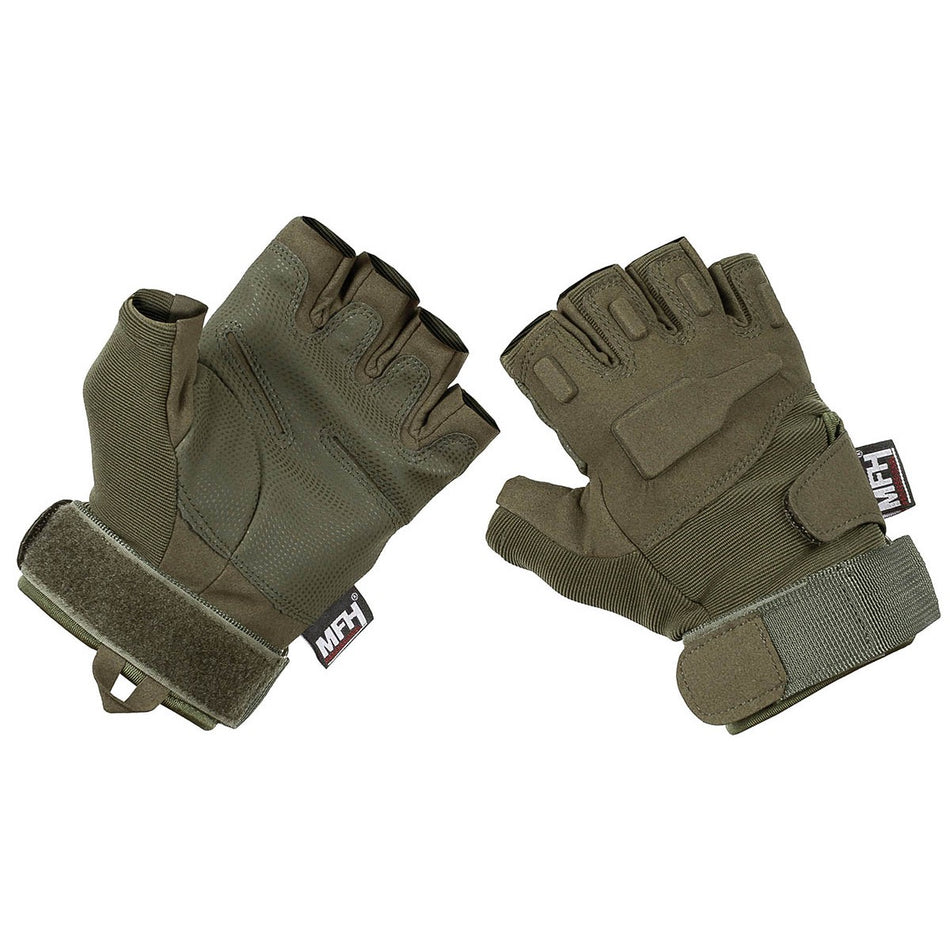 MFH MAX Pro Tactical Fingerless Gloves OD Green