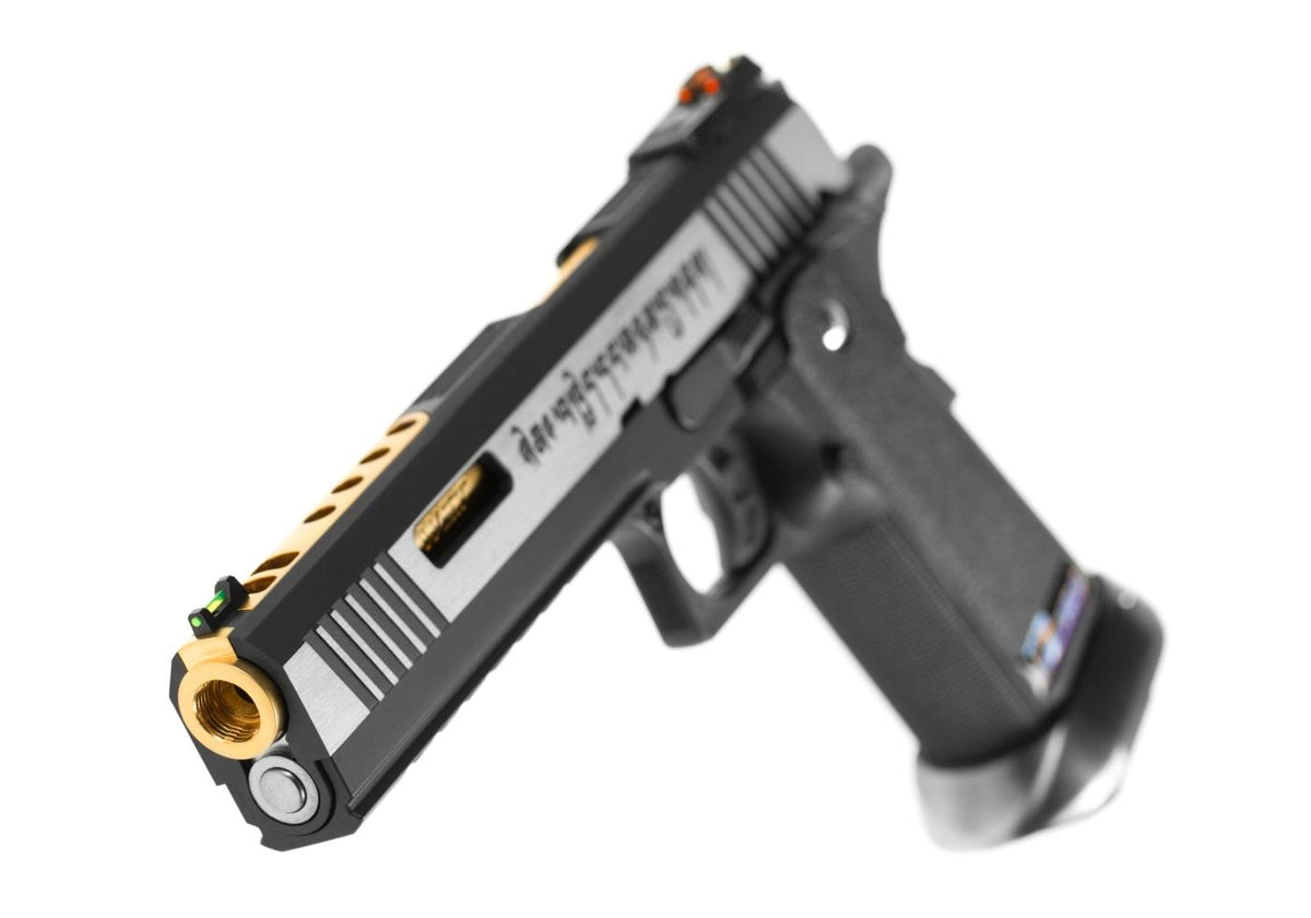 WE Airsoft Hi-Capa 6 Force A Green Gas Pistol Gold Barrel Full Metal 6mm